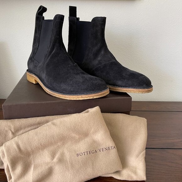 Bottega Veneta Dark Navy Suede Leather Men's Ankle Boots, 312345, many sizes - Picture 3 of 11